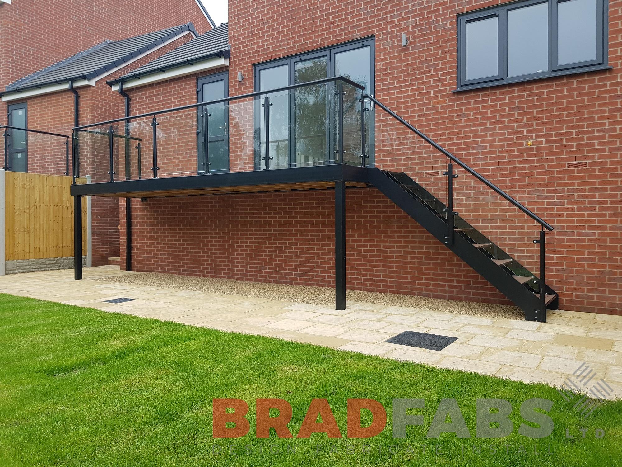 mild steel, galvanised and powder coated balcony with composite treads by Bradfabs Ltd 