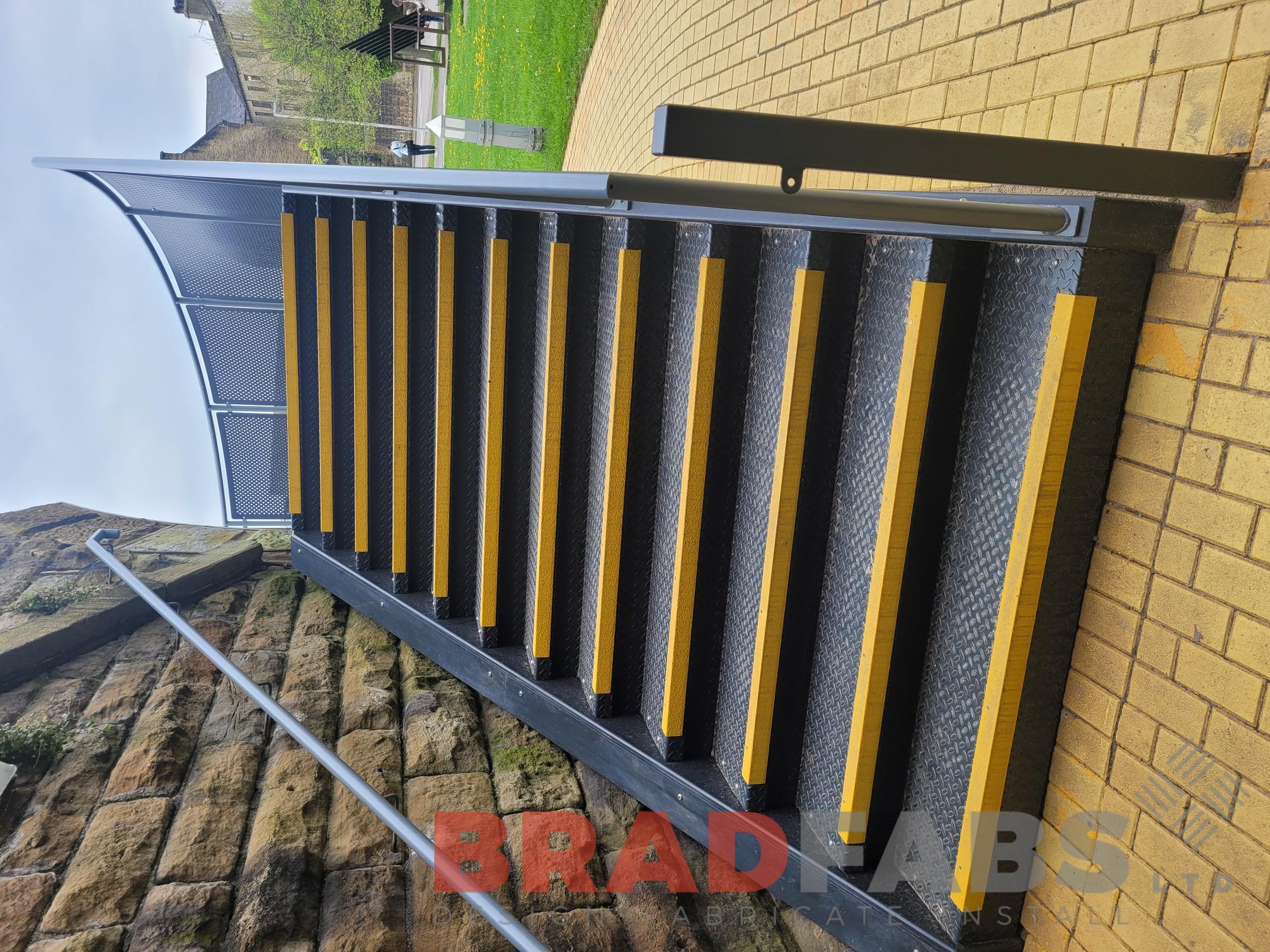 Bradfabs external staircase with large curved landing by bradfabs
