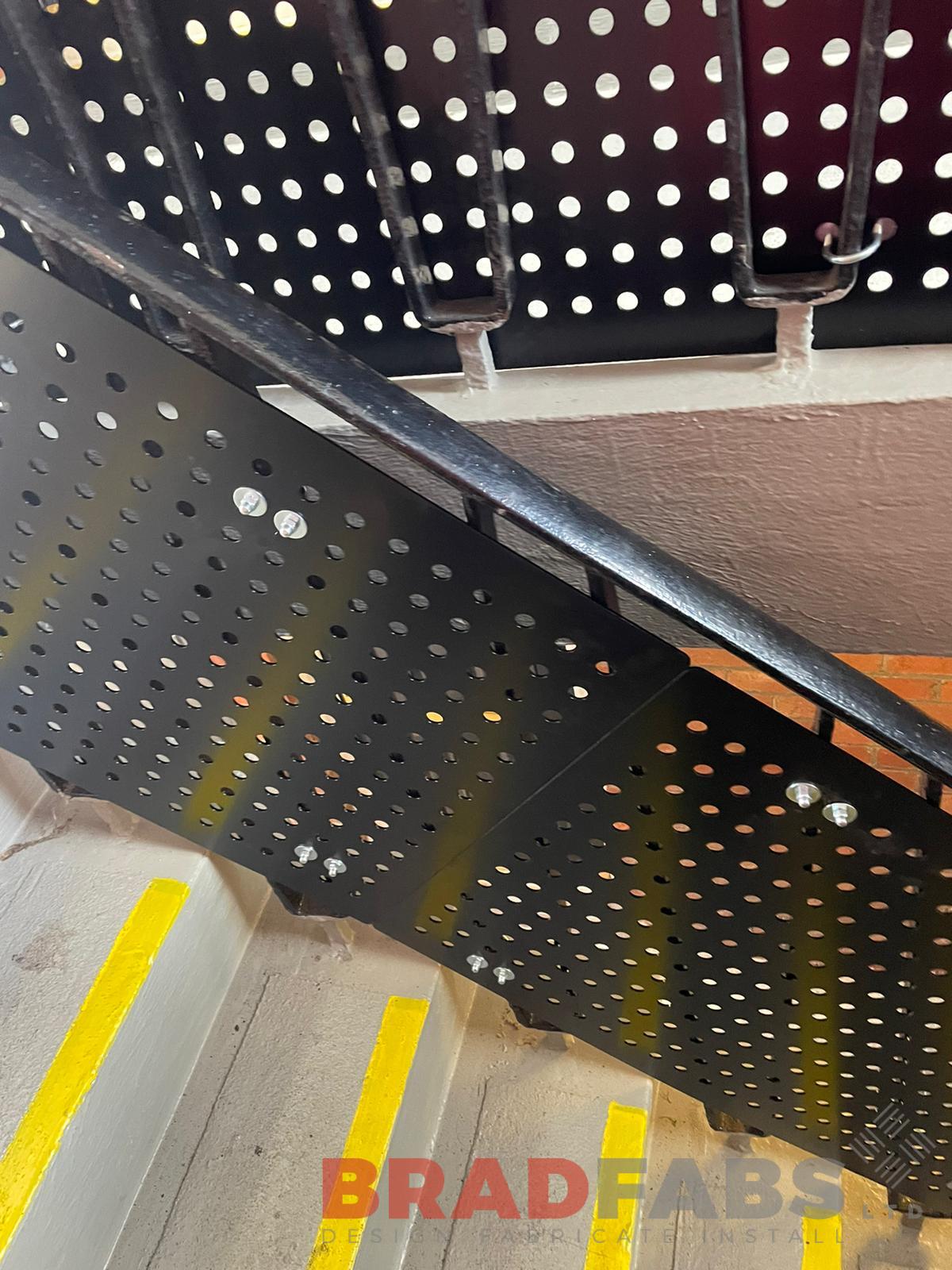Bradfabs balustrade, laser cut panel balustrade, mild steel internal balustrade 