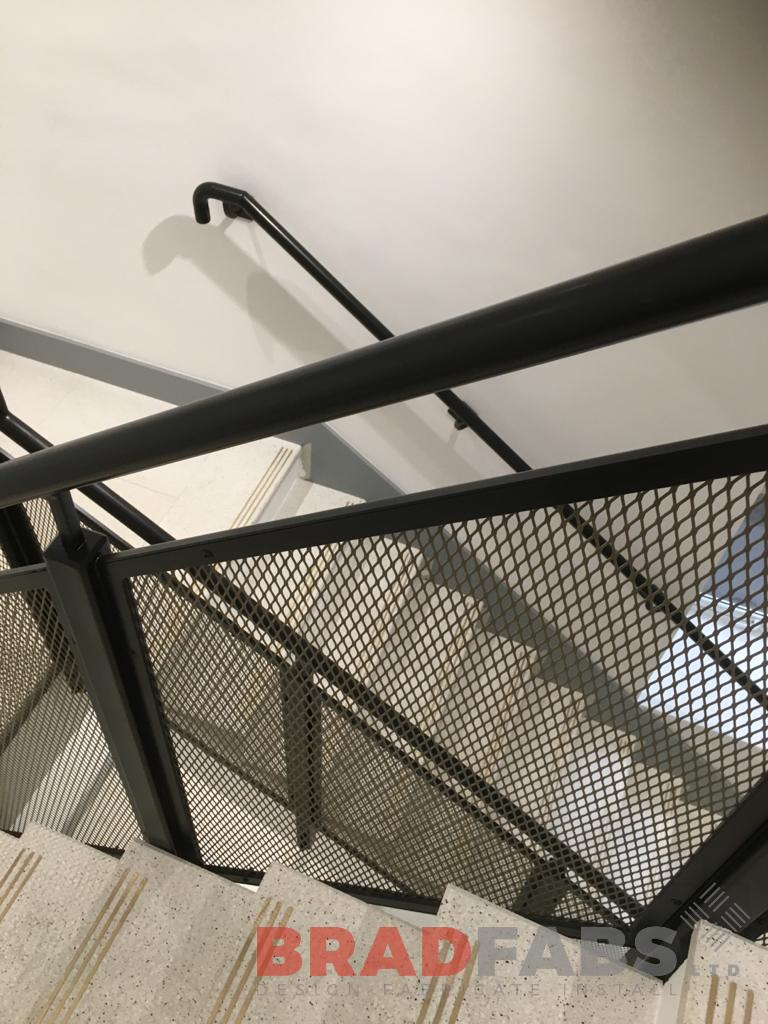 Bradfabs, mesh balustrade, mild steel and powder coated balustrade, commercial property balustrade 