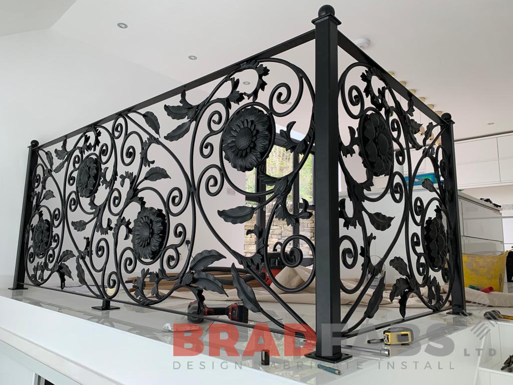 Bradfabs, bespoke balustrade, decorative balustrade, internal balustrade, domestic property balustrade, steel balustrade