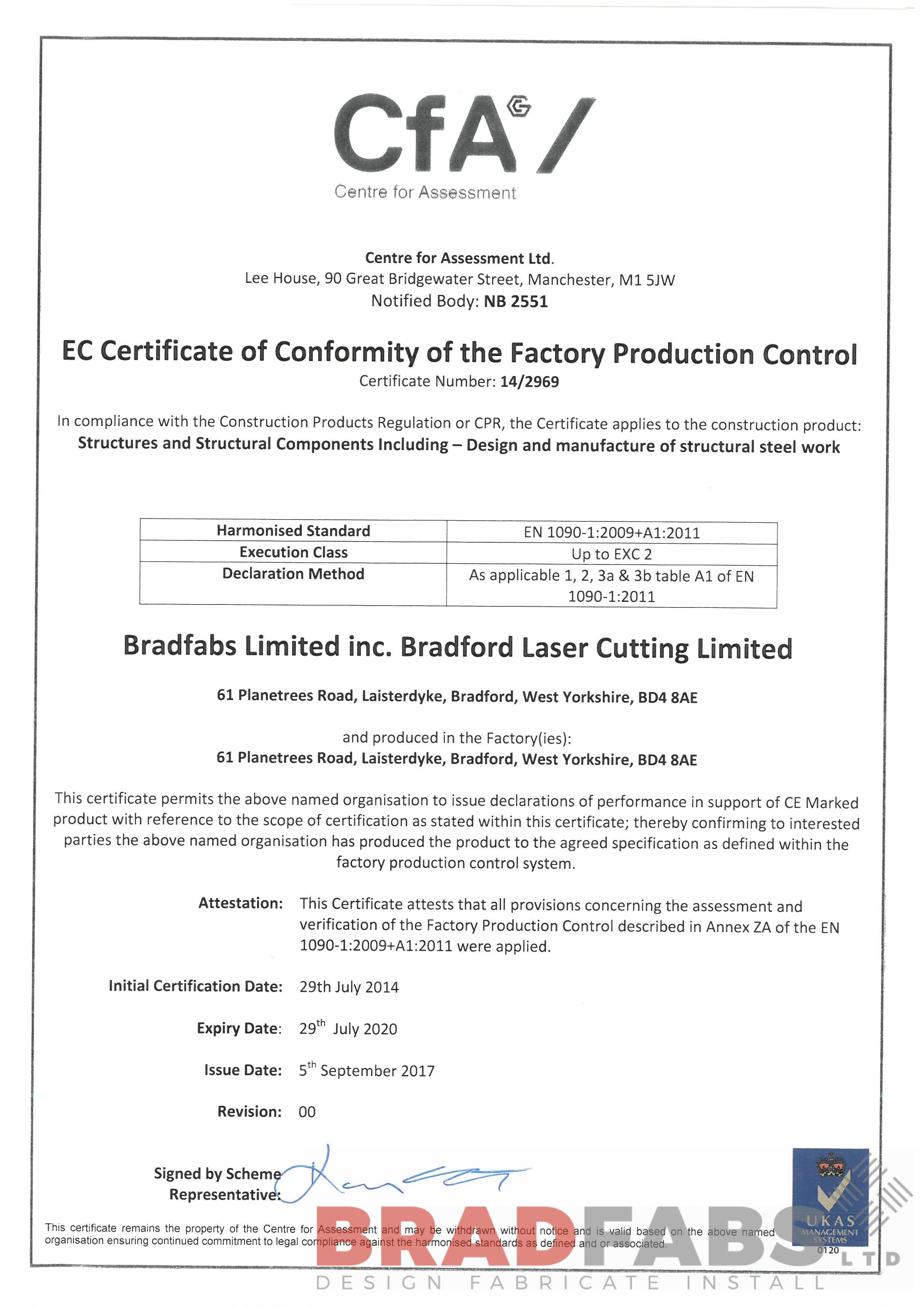 Bradfabs CE Approved Steel Fabrication Company
