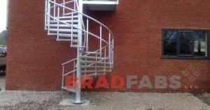Steel spiral staircase fabricated by bradfabs, external spiral staircase installed in bradford, steel staircase in bradford