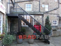 Straight Staircase with Single Landing, external staircase, designed and installed by Bradfabs UK