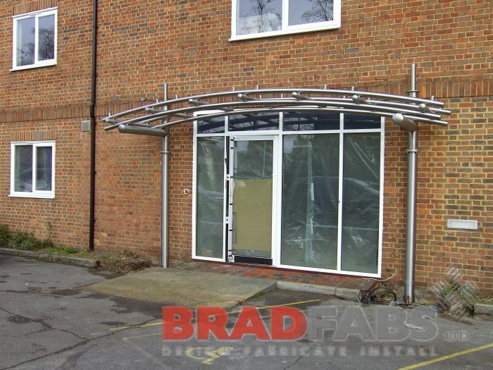 large curved canopy installed in london