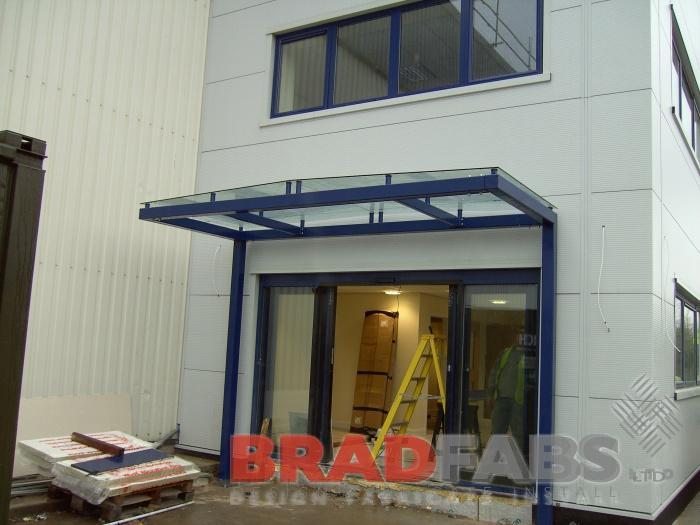 Canopy to provide Shelter at a main entrance to an office in Tingley West Yorkshire