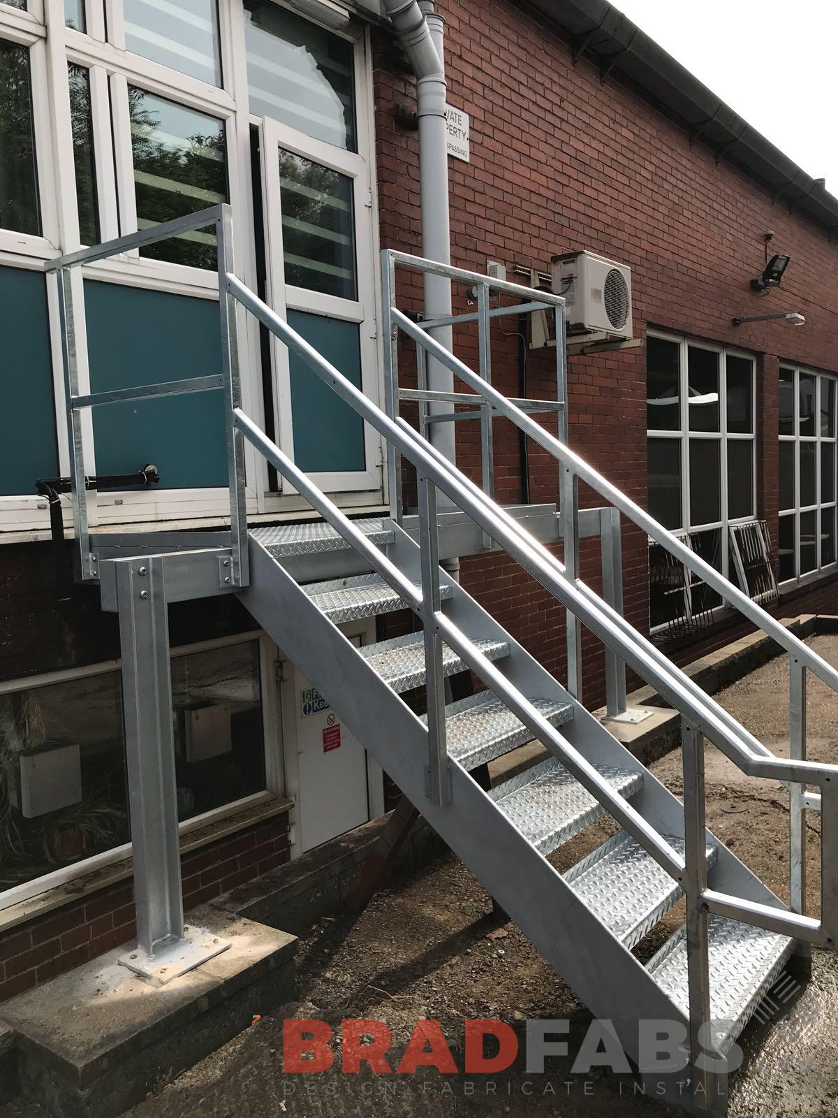 Small galvanised external commercial Fire Escape Staircase by Bradfabs