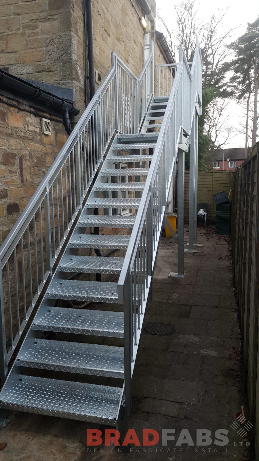 External fire escape powder coated and galvanised by Bradfabs UK 