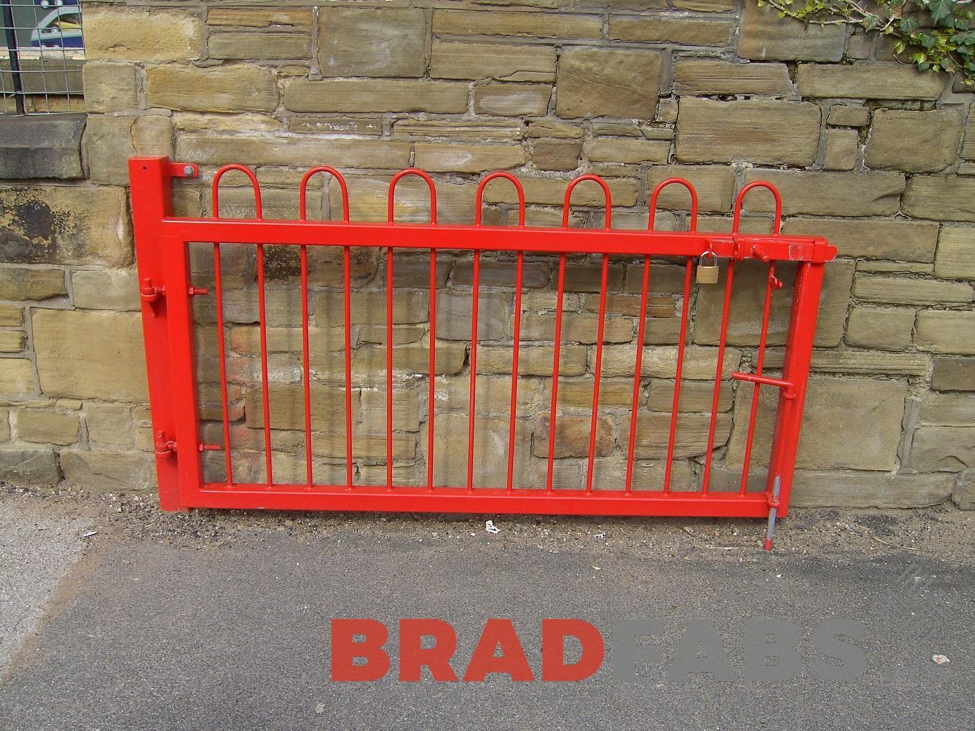 Bespoke gates, mild steel, galvanised and powder coated red by bradfabs ltd 