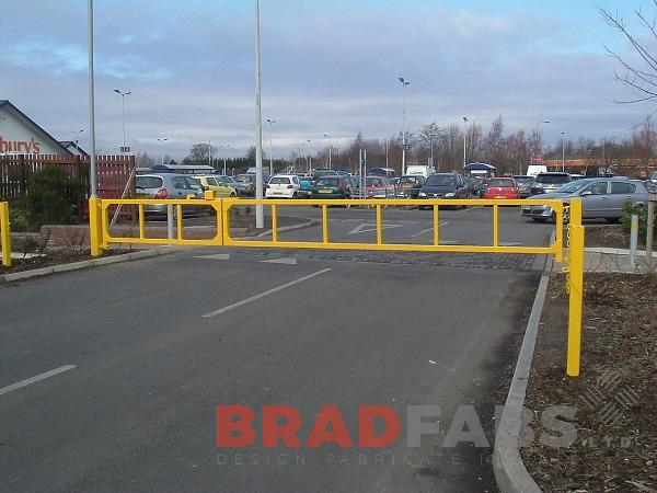 mild steel, galvanised and powder coated gates for a supermarket by Bradfabs 