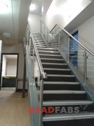 Internal Staircase with Stainless Steel and Glass Balustrade installed in Offices in West Yorkshire.