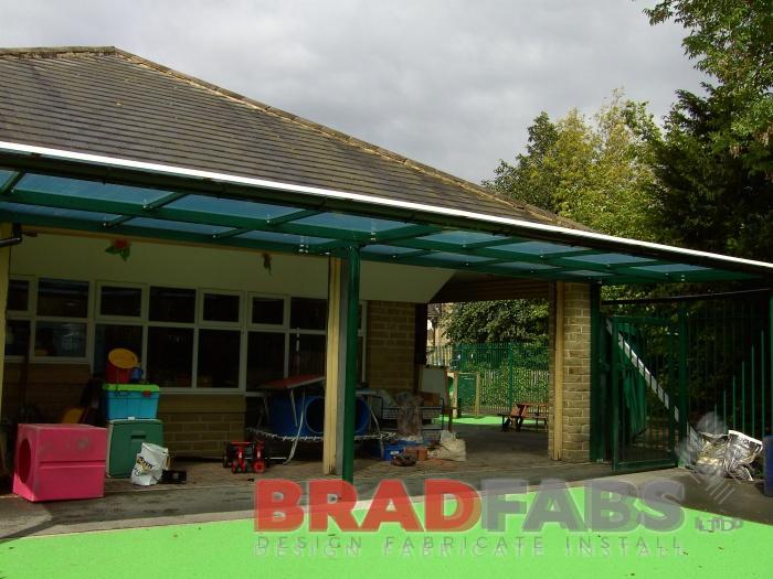 School Playground Canopy fabricated and installed in West Yorkshire by BRADFABS