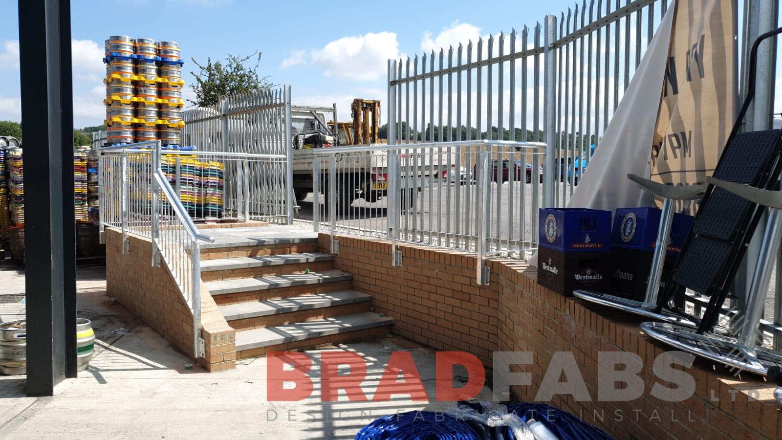 mild steel railings, bespoke commercial property railings by Bradfabs 