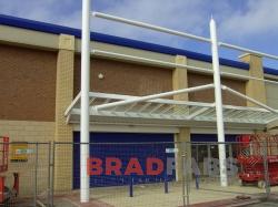 Retail Park Canopy installed by BRADFABS in Loughborough, UK
