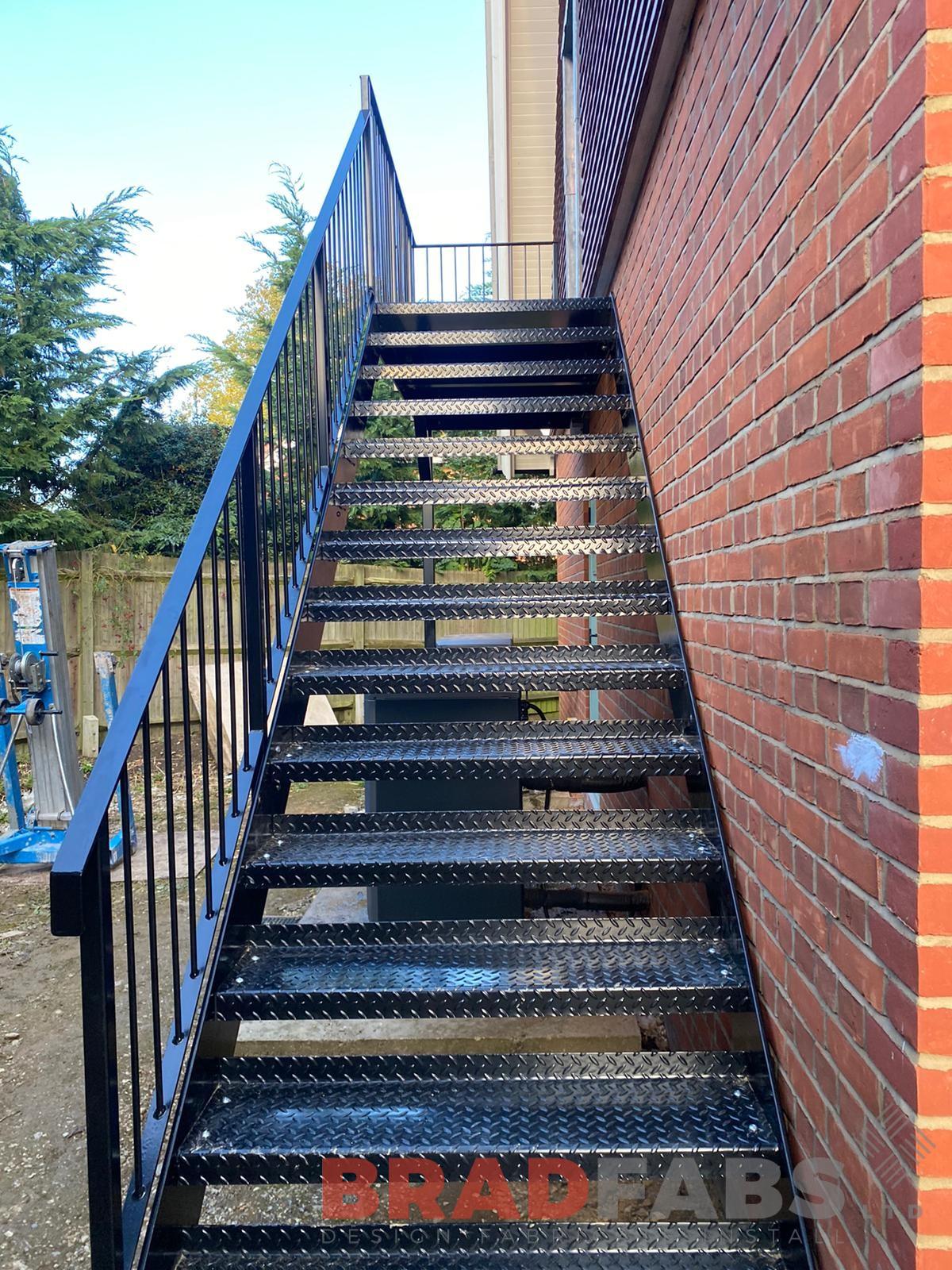 Escape Access Metal Staircase installed by Bradfabs UK