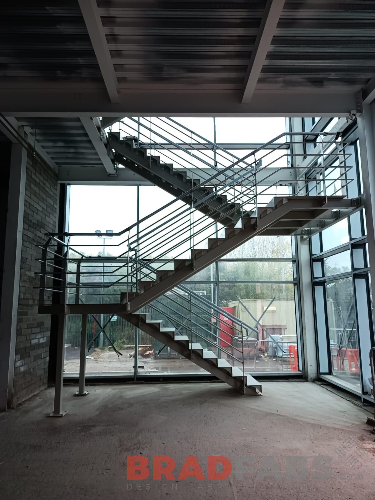 Large internal staircase, three flight staircase with steel balustrade by bradfabs 