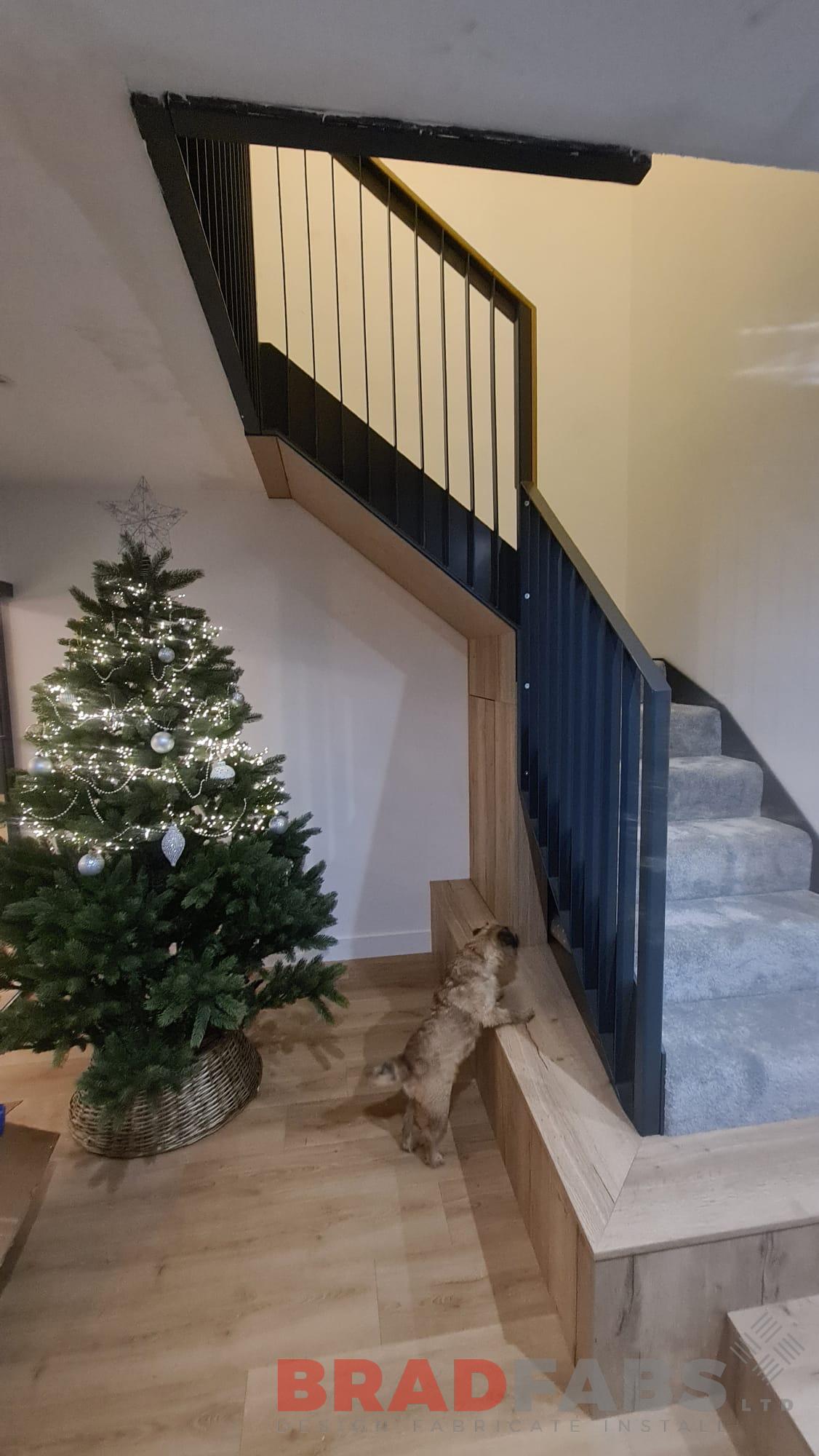 Bradfabs staircase, straight internal staircase with oak capping rail