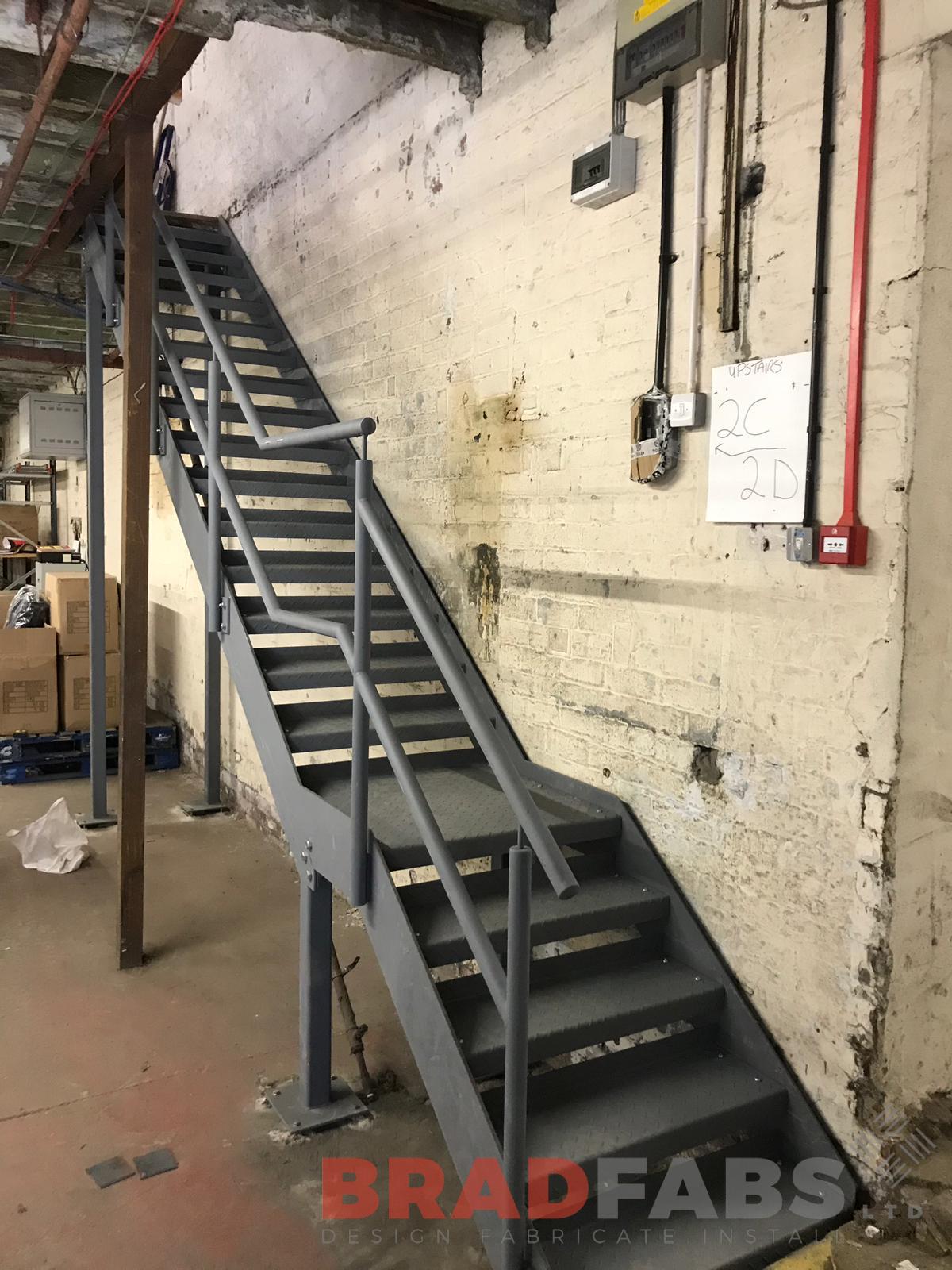 Straight staircase mild steel and powder coated by Bradfabs 