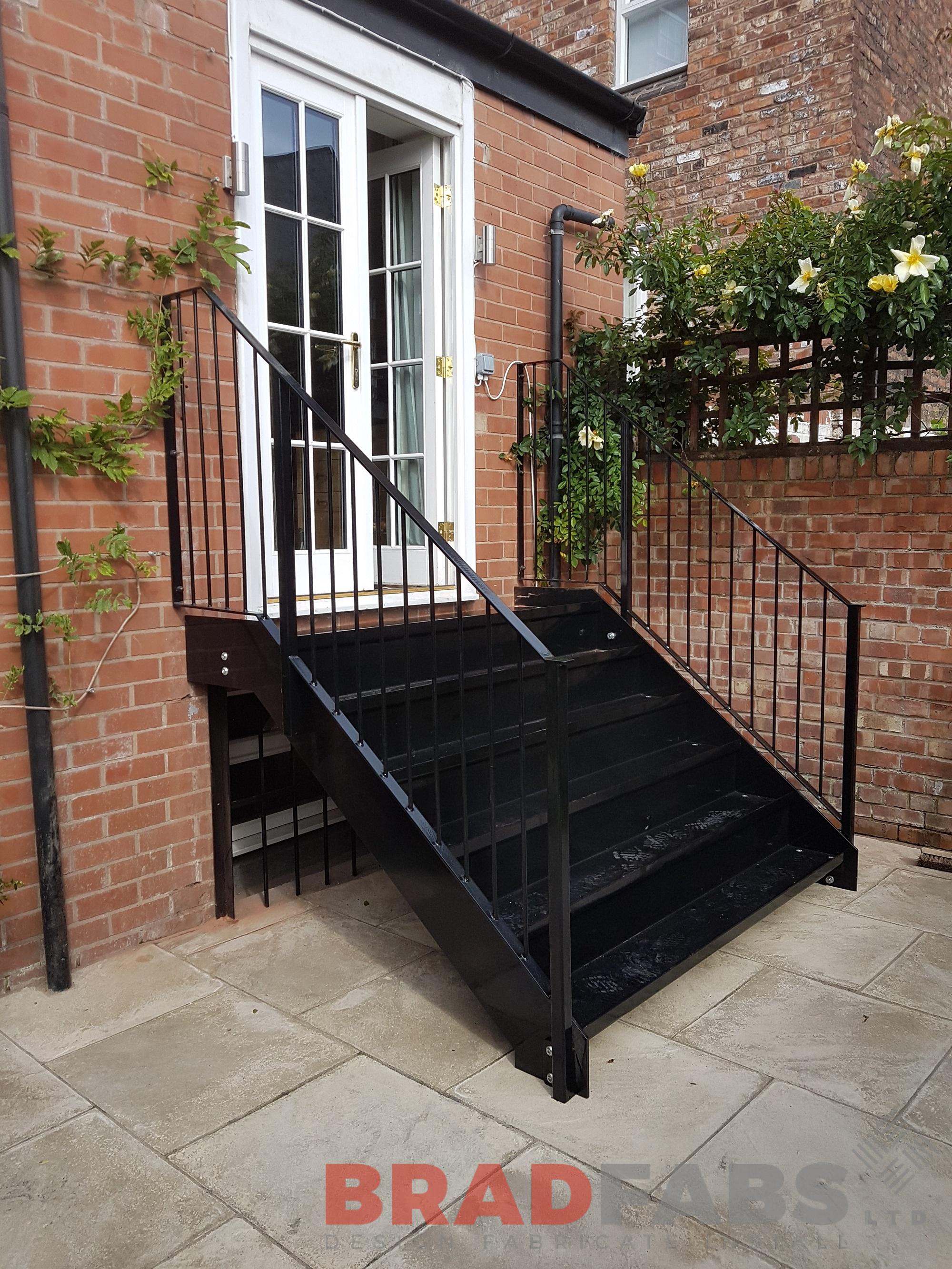 Mild steel galvanised and powder coated small staircase with durbar treads by Bradfabs 