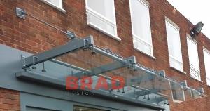 Bradfabs fabricated this large commercial canopy in mild steel and glass