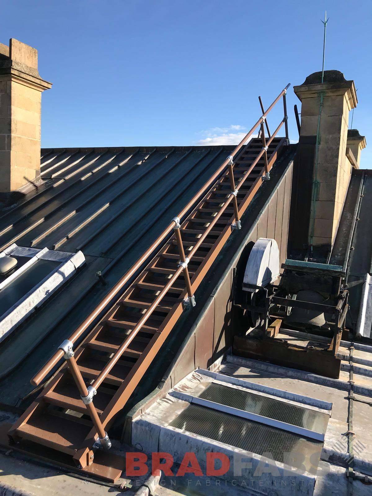 Rooftop ladder mild steel galvanised powder coated brown 