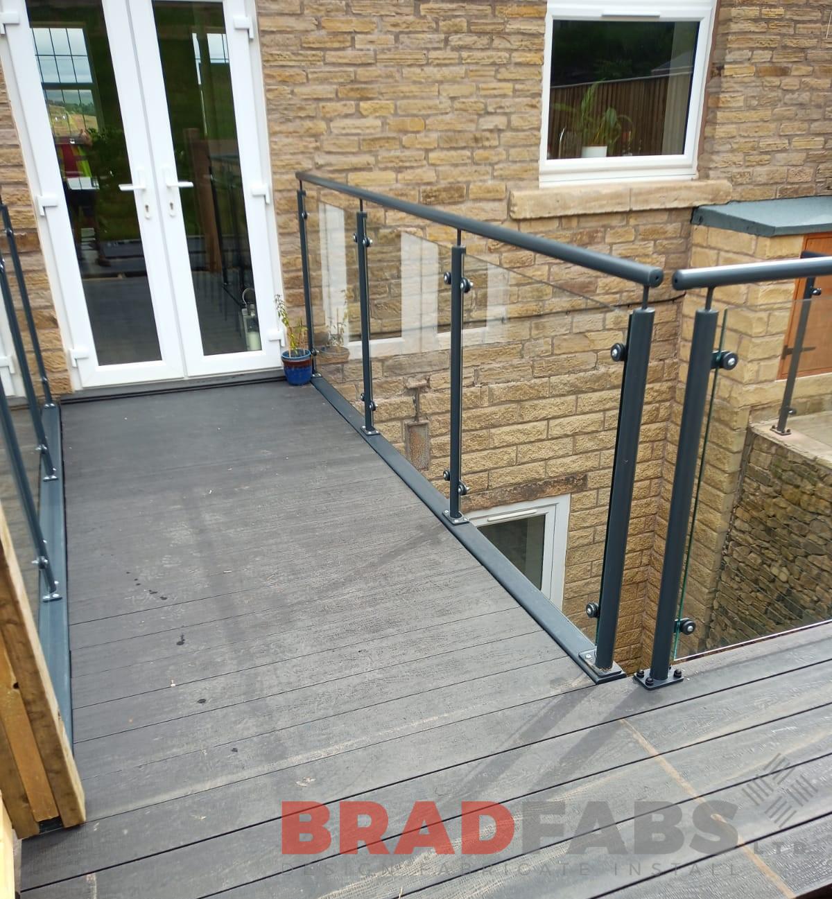 Bradfabs, bridges, mild steel and glass balustrade, composite decking 